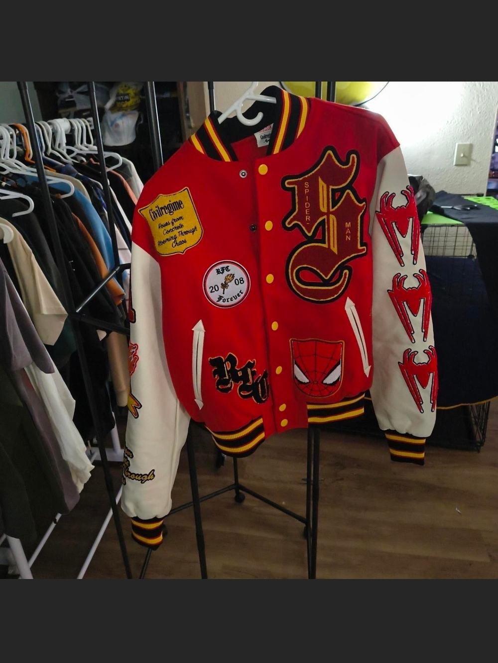 Size Small Mens Red Civil Regime Spider-Man Varsity Jacket